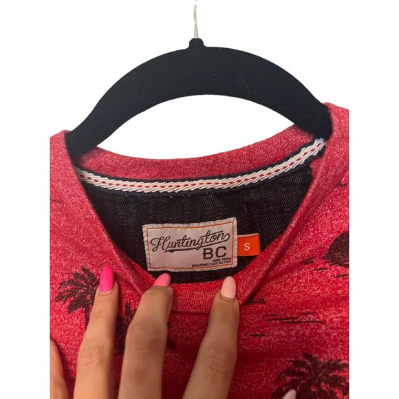 Hutington Beach Club S Red Palm Tree T Shirt - Picture 5 of 6